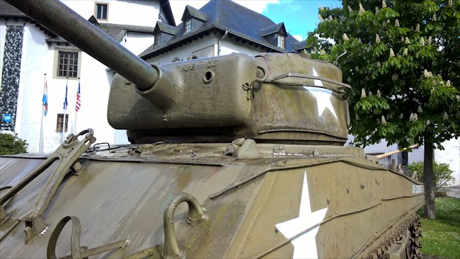 preserved M4A3 Sherman Tank Clervaux Castle in Luxembourg