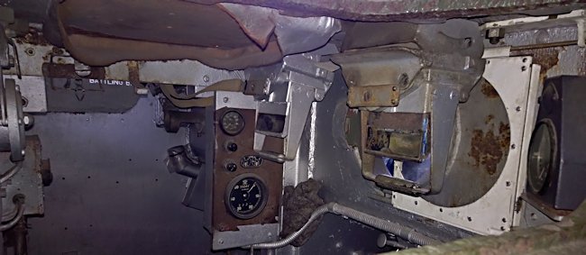 Driver's position inside a British Comet Tank at the German Tank Museum