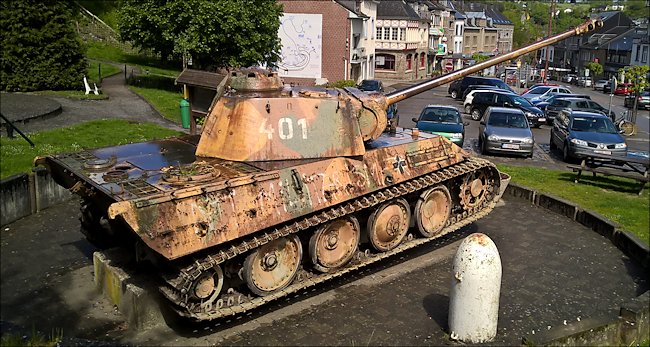 Surviving German Panzer V Panther Tank in the village of Houfflaize Belgium Ardennes