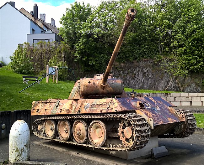 Surviving German Panzer V Panther Tank in the village of Houfflaize Belgium Ardennes