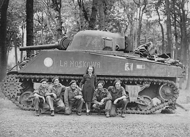 Free French 105mm M4 Sherman Tank number 74 used in Normandy during 1944