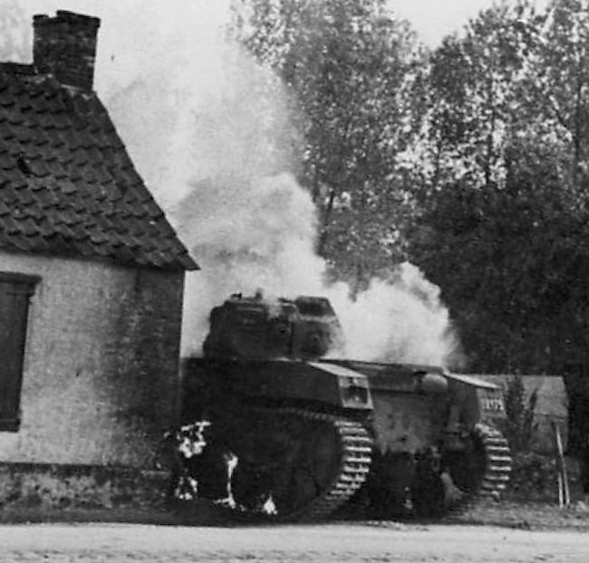 knocked out  AMC 35 French WW2 medium cavalry Tank ACG1