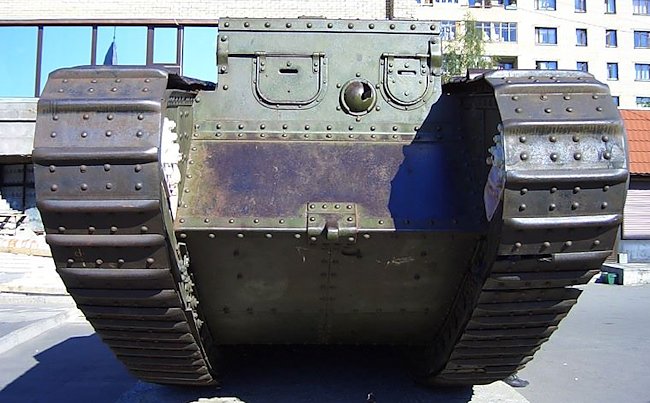 rebuilt WW1 Red Army Mark V Female Tank in Severodvinsk, Arkhangelsk (Archangel) in North West Russia