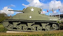 Surviving Battle of the D-Day 1944 M4A1 Sherman tank in Bayeux France
