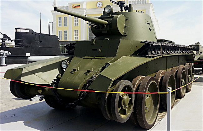 Restored Soviet WW2 BT-7 fast Tank Verkhnyaya Pyshma, Sverdlovsk Oblast, Russia