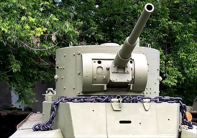 Turret and gun on a restored Soviet WW2 BT-7 fast Tank