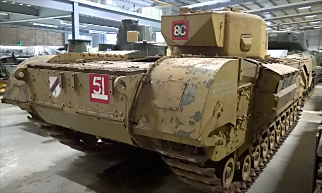 Rear view of a surviving British Churchill Mark IV Heavy Tank