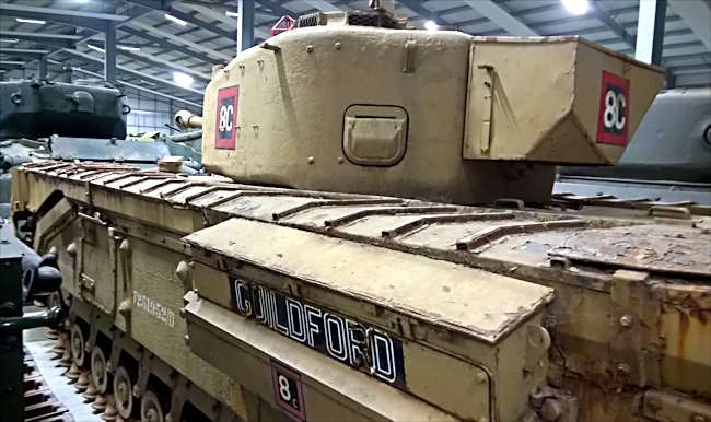 Side view of a surviving British Churchill Mark IV Heavy Tank