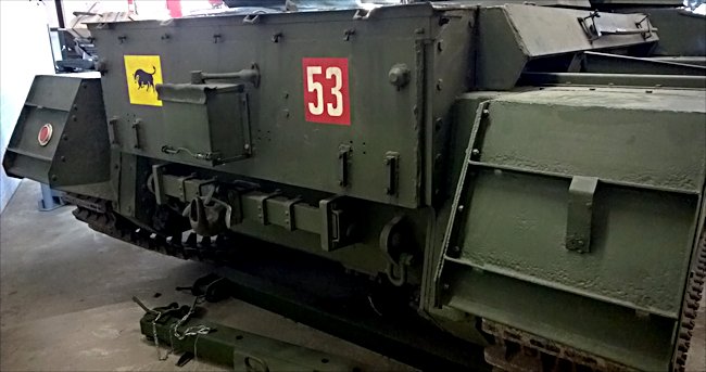 Rear hull view of a surviving WW2 A34 British Comet Tank at the German Tank Museum in the small military town of Munster, Germany