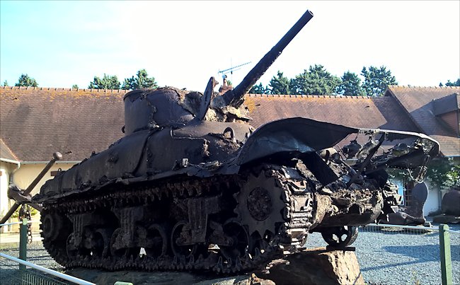 This M4A1 DD Sherman tank sank