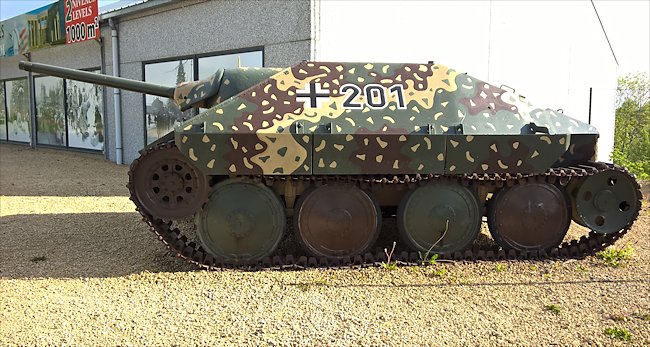 Surviving jagdpanzer 38(t) G-13 Hetzer tank destroyer outside the Ardennes 44 War Museum in Bras, Belgium.