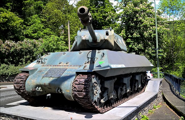 Surviving British Achilles 17pdr Tank Destroyer in the pretty village of La Roche-en-Ardenne, Belgium