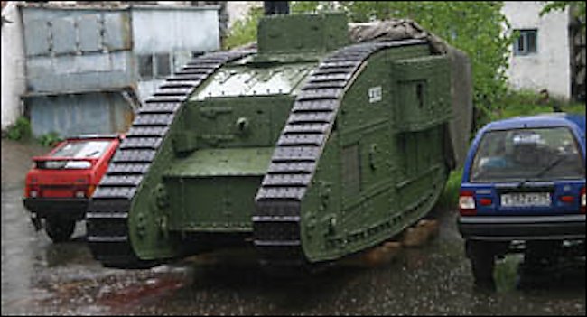 Surviving WW1 Red Army Mark V Female Tank in Severodvinsk, Arkhangelsk (Archangel) in North West Russia