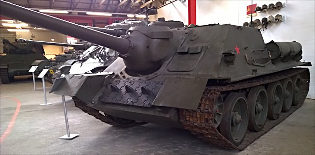 Surviving SU-100 Russian Soviet Tank Destroyer SPG can be found at the Deutsches Panzermuseum in the small military town of Munster, Germany.