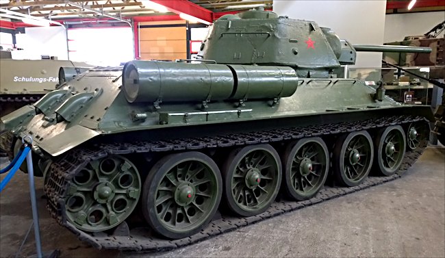 Surviving T34/76 Russian Soviet WW2 Medium Tank can be found at the Deutsches Panzermuseum in the small military town of Munster, Germany