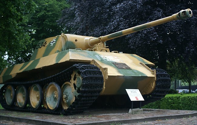 Surviving Panzer V Panther Tank Ausf D in the Dutch city of Breda in Southern Holland