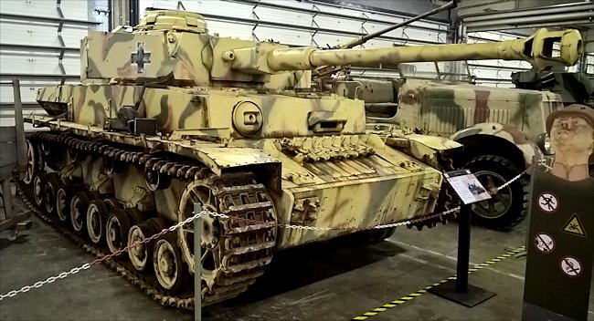 Surviving German Panzer IV Command Tank Ausf J in the Bastogne Barracks Battle of the Bulge Museum in Belgium