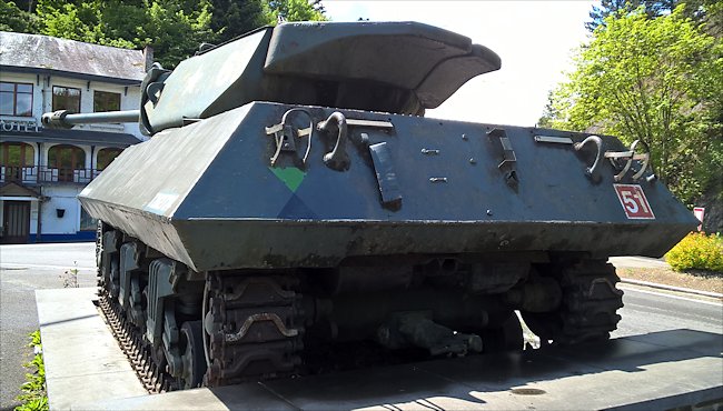 Surviving British Achilles 17pdr Tank Destroyer in the pretty village of La Roche-en-Ardenne, Belgium