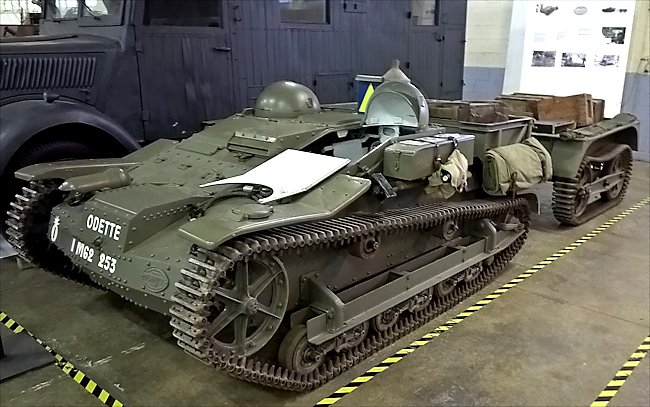 This preserved French Army Renault UE2 Chenillette Carrier is exhibited at the Bastogne Barracks in Belgium.