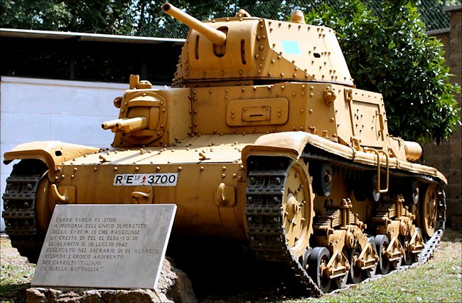 Surviving Fiat Ansaldo Carro Armato M14/41 Italian Medium Tank in the Museo Storico dei Carristi, Rome, Italy