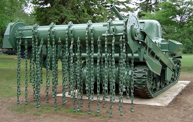 Preserved Sherman Crab Flail Mine Clearing Tank at the Borden Military Museum, Ontario, Canada