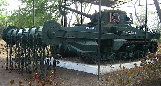 Preserved Sherman Crab Flail Mine Clearing Tank at the Armoured Corps Museum, Ahmednagar Maharashtra, India