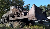 Surviving Battle of the D-Day 1944 Sherman Dozer tank in Port-en-Bessin France