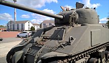 Surviving Battle of the Bulge 1944 M4A4 Sherman Firefly Tank, Bastogne Barracks, Belgium