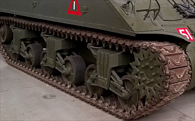 tracks on a surviving Sherman Firefly British Medium Tank