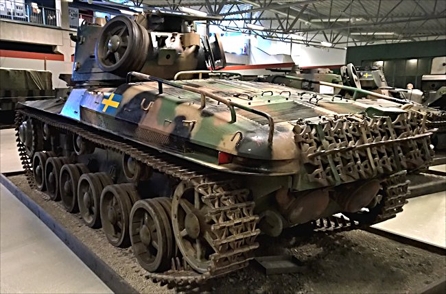 Surviving Swedish m/42 Tank rear and side view