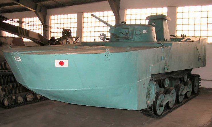 Surviving Japanese WW2 type 2 Ka-Mi Amphibious tank in the Kubinka Tank Museum in Russia