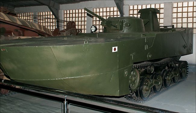 Surviving Japanese WW2 type 2 Ka-Mi Amphibious tank in the Kubinka Tank Museum in Russia