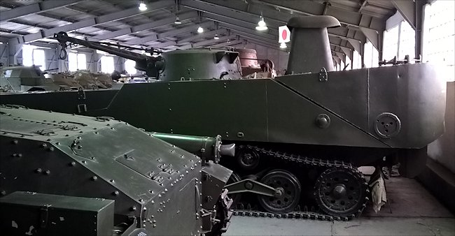 Surviving Japanese WW2 type 2 Ka-Mi Amphibious tank in the Kubinka Tank Museum in Russia