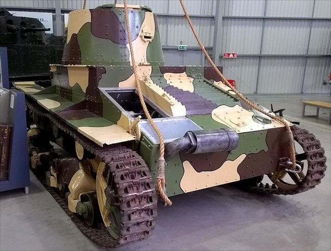 rear view of a restored Vickers-Armstrong Mark E tank