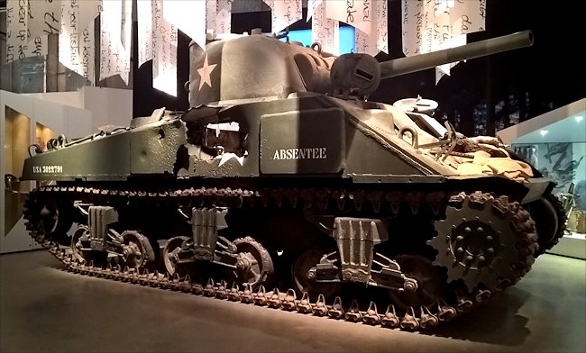 Surviving World War 2 M4 Sherman tank in the Bastogne War Museum in Belgium