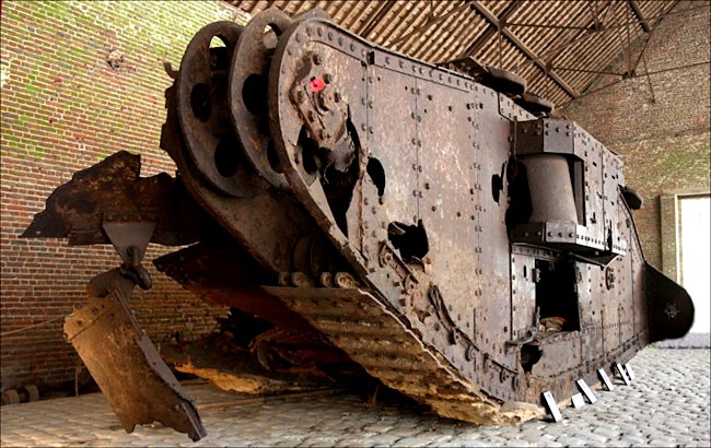 Surviving WW1 British Mark IV Female Tank in Flesquieres, France