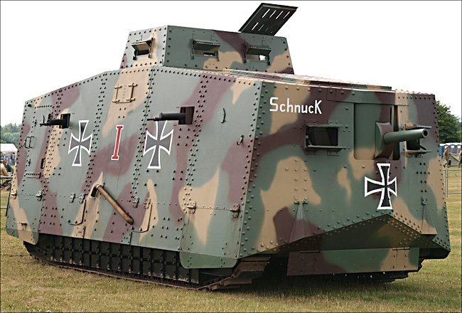 Surviving WW1 German Sturmpanzerwagen A7V tank replica